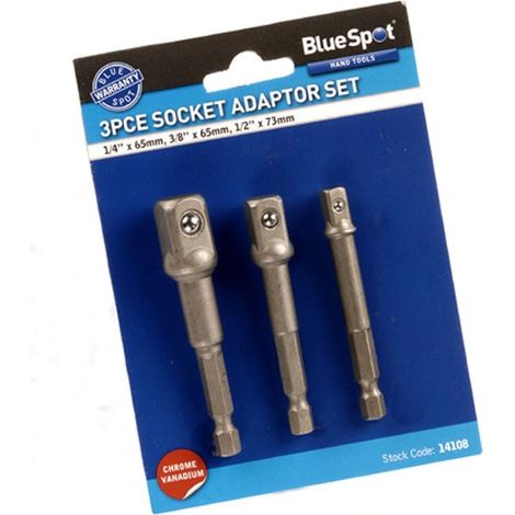 Bluespot 11pc Magnetic Nut Driver Set & Socket Adaptor Square Drive Fit Impact Drill