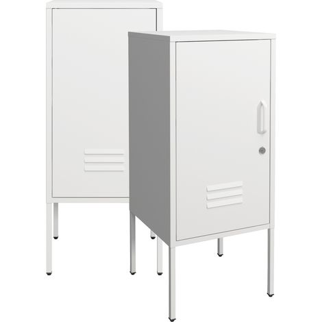 Nachtschrank Hausjärvi 2er Set 82x35x35 cm Stahl Weiß [en.casa]