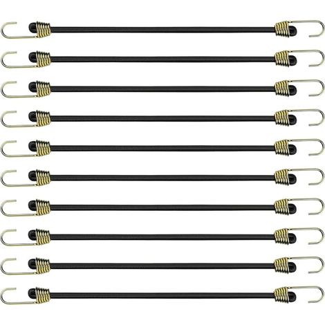 10pcs Elastic Bungee Cord with Hooks, 24 cm Small Adjustable Rope with Attachment Mini Sandow Rubber Tarpaulin Luggage Cord Tension Strap Universal for Camping Tent Fixing (1/5)