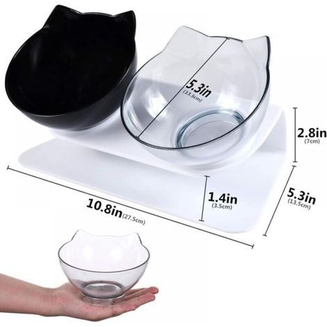 Double Bol pour Chat, Gamelle pour Chat, Inclinable à 15° Double Gamelle Chat Surélevée, Chargeur pour Animaux De Compagnie à Double Bol avec Support De Surélevé pour chats et chiens de peti (1/4)