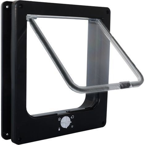 Puerta para gatos 23,5x27x5,5 cm - Negra - 4 posiciones de cierre