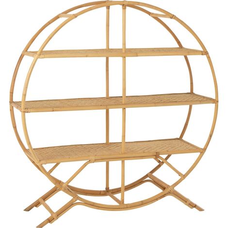 Étagère ronde en rotin naturel style bohème chic - Rotin naturel clair (1/5)