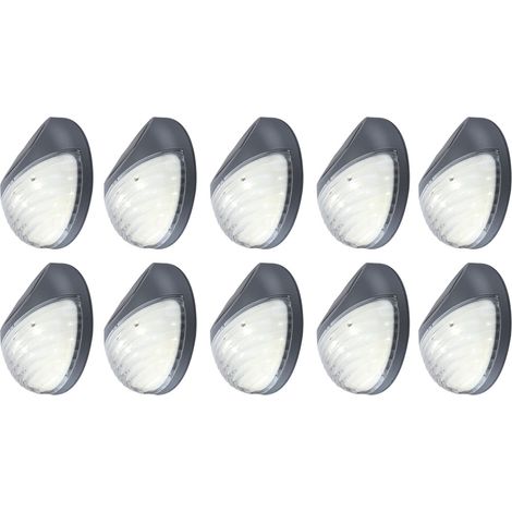 10er Set LED Solar Außen Garten Lampen Zaun Leuchten IP44 Beleuchtungen rund