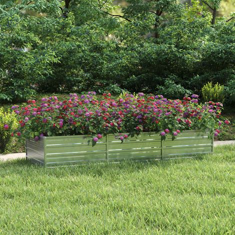 INLIFE Lit surélevé de jardin 240x80x45 cm Acier galvanisé Argenté (1/5)