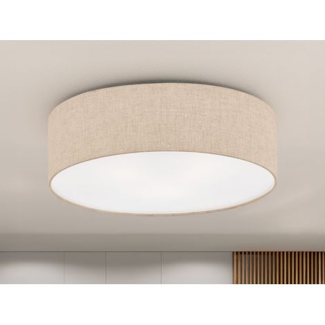 LED Deckenlampe rund mit Lampenschirm Leinen Beige, Ø 40cm (1/5)