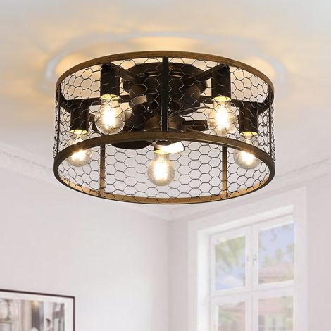 Ventilateur de plafond industriel 50 cm avec cage, 7 pales ABS, moteur DC réversible et télécommande