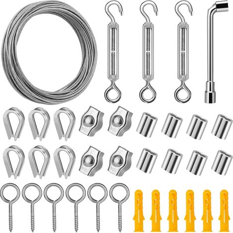 CCYKXA 20 m Edelstahl-Hängeseil-Set, 2 mm PVC-beschichtetes Edelstahlkabel mit M5-Spannschloss, Bilderkabel zum Aufhängen im Freien, Kletterpflanze, Wäscheleine (1/5)
