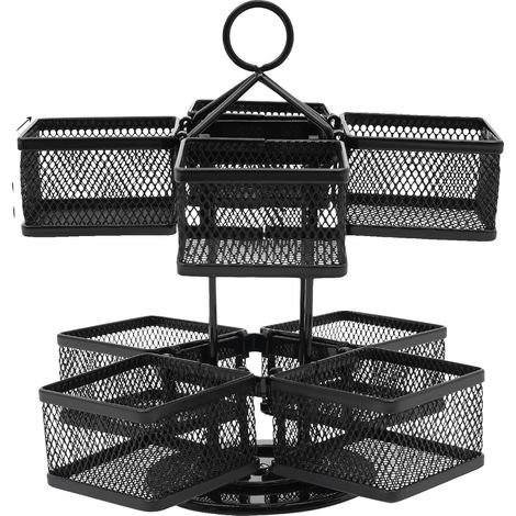 Caja para guardar té, diseño de 2 niveles, 8 compartimentos extraíbles, color negro. (1/2)