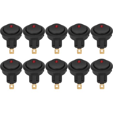 Lot 10 interrupteurs ronds étanches 12V – SPST projecteur LED – Borne argentée 3 broches – Pour bateau et extérieur (1/5)