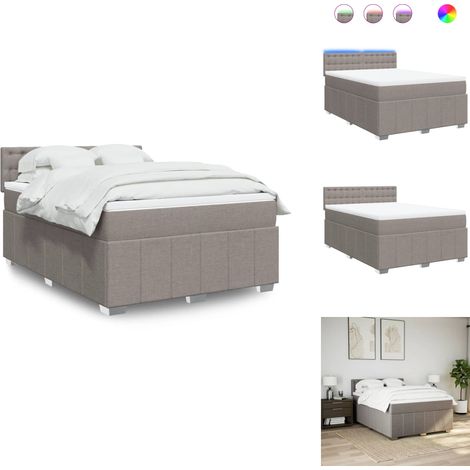 Sommier à lattes de lit avec matelas Taupe 160x200 cm Tissu - Sommier À Lattes De Lit - Sommiers À Lattes De Lit - Lit - Meuble De Chambre À Coucher (1/5)