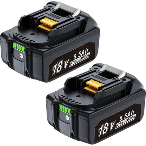 2 Pcs Batterie de Remplacement pour Makita 18V 5.5Ah, Batterie de Remplacement Makita 18V BL1860B BL1820B 1830B 1840B 1850B, Compatible avec Les Outils Makita 18V s'adapte au Chargeur Original Makita (1/5)