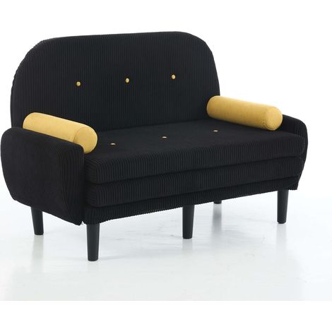 Canapé Loveseat en velours noir avec rangement, fauteuil et lit d'appoint (1/5)