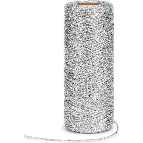100 m silbernes Metallic-Garn, 1 mm silberner Weihnachtsdraht für Geschenke, Weihnachtskugeln, Basteldekorationen (1/5)