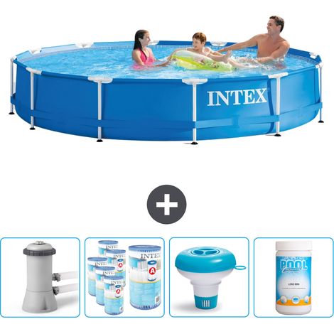 Piscine à cadre rond Intex - 366 x 76 cm - Bleue - Comprend des Accessoires CB89 (1/5)