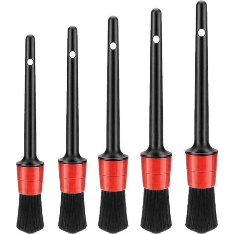 Pinceau Detailing, 5pcs Auto Detailing Brush Brosse de Nettoyage pour Voiture,Cleaner Brush Set pour La Voiture Tableau de Bord, Intérieur, Extérieur, Bouches D'aération (1/5)