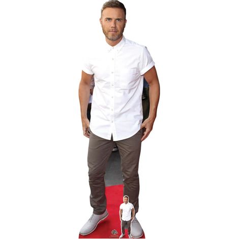 Figurine en carton - Gary Barlow chemise blanche - Chanteur - Haut 175 cm (1/4)