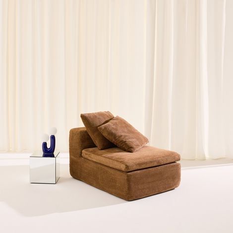 sweeek - Fauteuil pour canapé modulable tissu chenille 1 place terracotta - Movi (1/5)