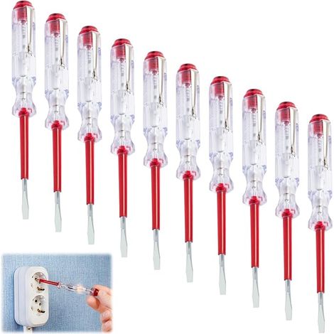 10 x 100V-500V Electric Screwdriver Voltage Tester, Phase Electrician Screwdriver Voltage Tester 45200, Screwdriver Blade Hardened Steel Tool C60 (1/5)