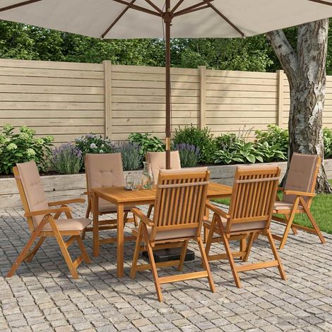 vidaXL Conjunto de comedor de jardín de 7 piezas 6 plaza Natural (1/5)