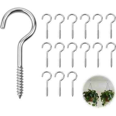 16PCS Crochets à Visser, M6, Crochet Mural A Visser En Acier Inoxydable Pour Fixation Murale Piton À Visser M6 Résistant À La Corrosion Adapté Aux Crochets Muraux Pour Intérieur Et Extérieur (1/5)