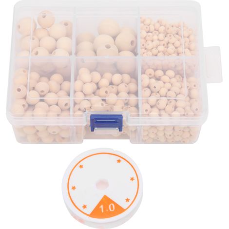Wooden Beads MultiSize NonToxic DIY Paintable Attractive Crafts for Handicraft Enthusiasts (1/5)