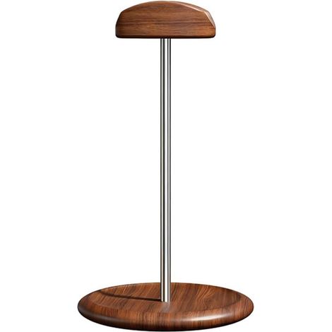 Support pour casque audio avec base en bois de noyer et alliage d'aluminium - convient aux ordinateurs de bureau et aux consoles de jeux. (1/5)