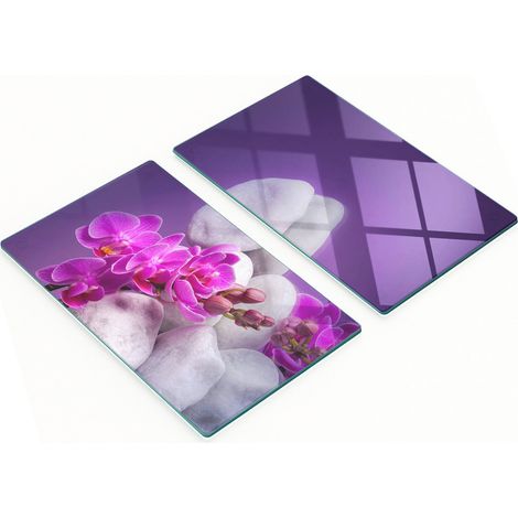 Tableros de vidrio decorativos multifuncionales con estampado de orqu铆deas, 2x30x52 cm.