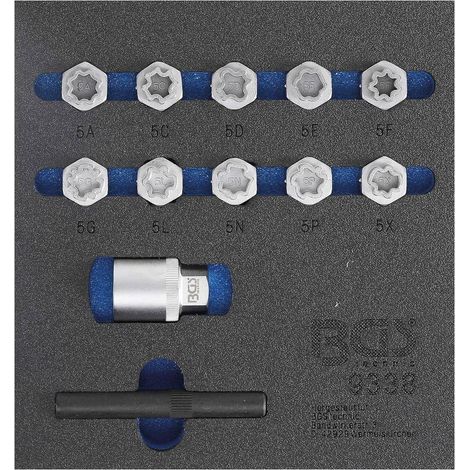 Insert de Servante d Atelier 1/6 - Jeu 12 pcs Outils Écrous Antivol Mercedes-Benz - Précision et Sécurité Professionnel - D-Work