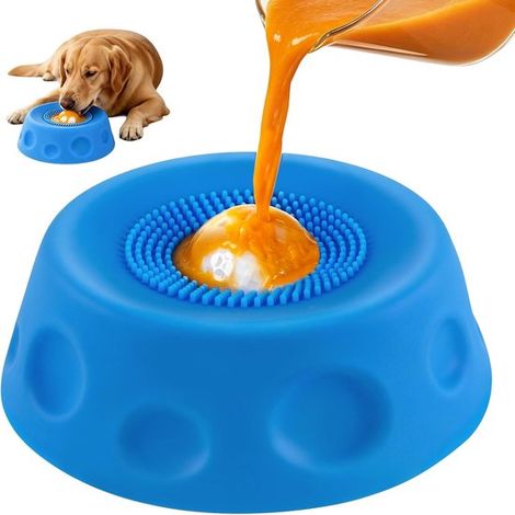 Comedero para perros con lamida, Comedero lento para perros, con bola interactiva rodante, Comedero antideslizante para golosinas líquidas (1/5)