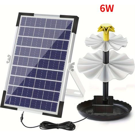 Pompe à eau solaire à triple split (6W) à entraînement direct pour fontaine, idéale pour la décoration extérieure de jardin et de cour, ainsi que pour les fontaines solaires avec bain d'oiseaux. (1/5)