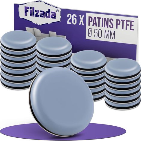 26 Patins Meubles Téflon - Rond Ø 50 mm - Glisse Silencieuse - Protection Sols Durs - Pour Chaises et Tables Lourdes (1/5)