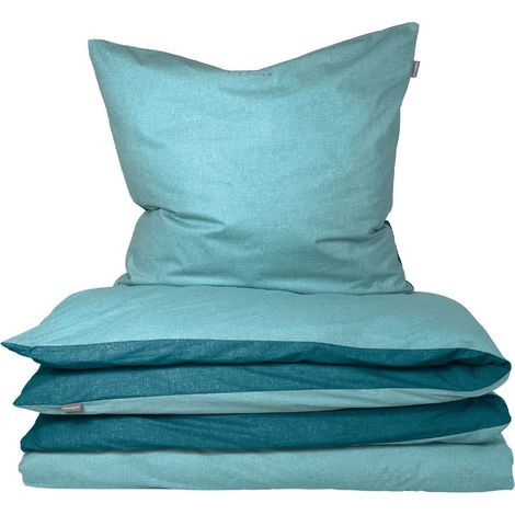 Schiesser Bettwäscheset Doubleface - Renforcé - 2-teilig - 135 x 200 cm - Türkis (1/5)