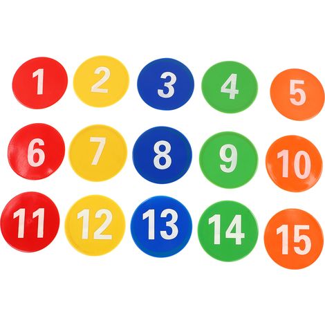 Repères numériques 1 à 15 pour tapis de sport, 5 couleurs éclatantes, outil d'entraînement de football (1/5)
