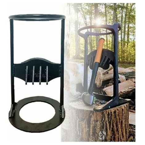Fendeuse Allumée Au Bois De Chauffage,Fendeuse Bûches Manuelle,Cale en Fonte Fendue Allumée Au Bois Chauffage ,Black