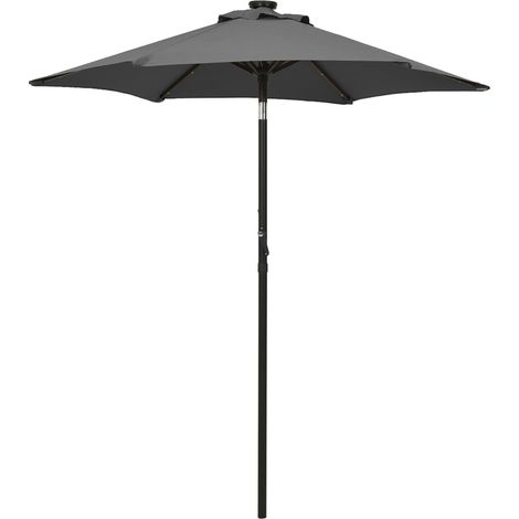Sonnenschirm mit LED-Beleuchtung Anthrazit 200x211 cm Alu