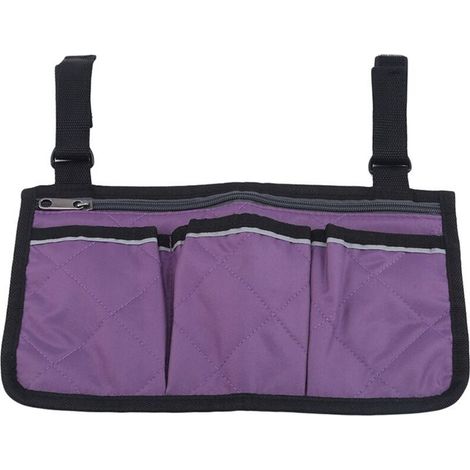 Seitlicher Organizer für Rollstühle, Aufbewahrungstasche, Armlehnen-Tasche mit Getränkehalter und Reflexstreifen, für die meisten Rollstühle, Gehhilfen oder Rollatoren (1/5)
