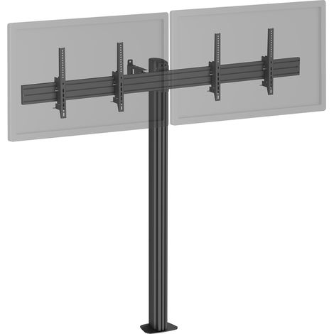 Support TV sur pied - 2 écrans 50'' - 55'' Hauteur 175cm à visser, Inclinable noir (1/3)