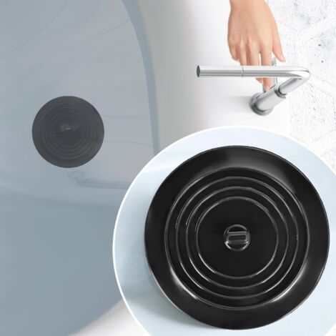 Tappo di scarico grande in silicone nero — Adatto per docce, vasche da bagno e lavandini — 1 pezzo (1/4)