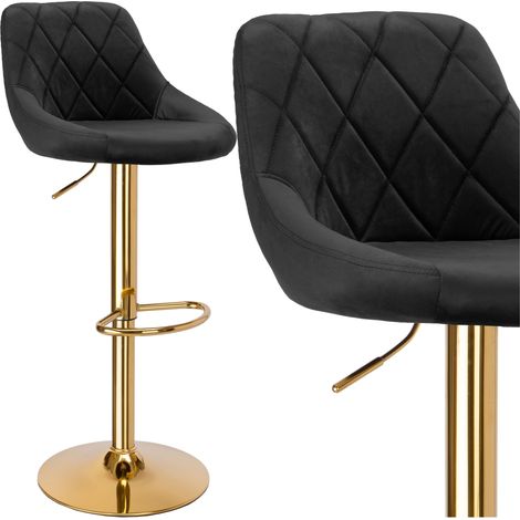 Sgabello da bar Cydro Gold, in velluto nero