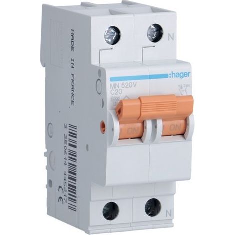 HAGER MN520V  Disjoncteur MN 1P+N 20A courbe C