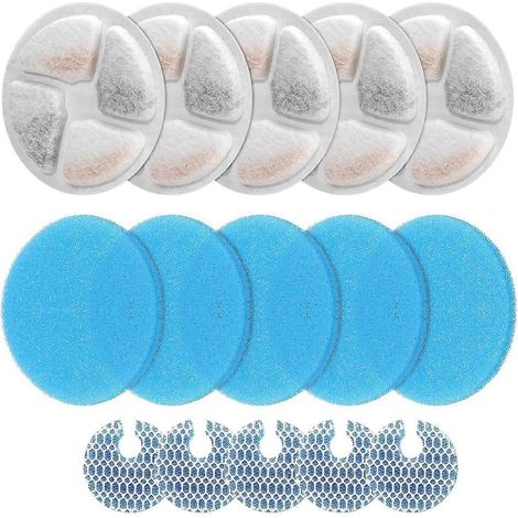 Filtres pour fontaine à eau pour chat, 2 L/67 oz, ronde, en acier inoxydable, triple filtration. (1/5)