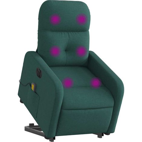 vidaXL Poltrona Alzapersona Massaggiante Elettrica Verde Scuro Tessuto (1/5)