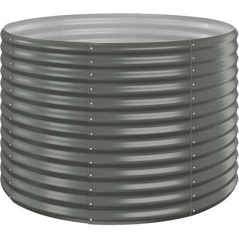 Garden Raised Bed Galvanised Steel 100x100x68 cm Grey vidaXL