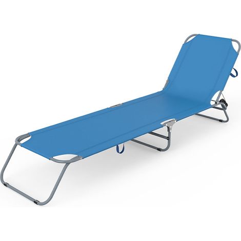 Marbueno Tumbona Plegable Acero Azul Playa y Piscina 187X55X24 cm (1/2)