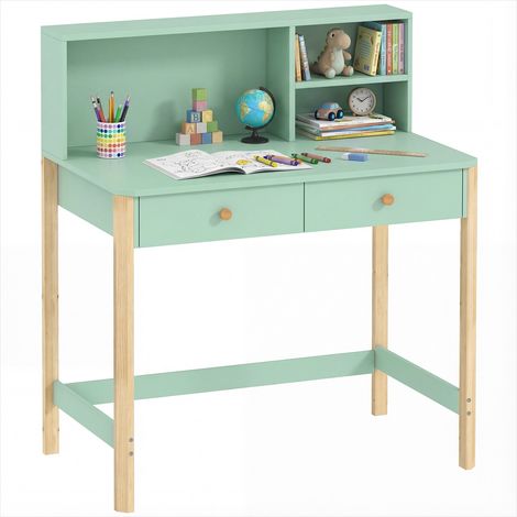 Ensemble table et chaises enfant Bureau enfant en bois vert (1/5)