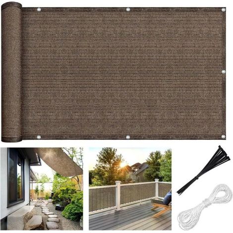 90x500cm brun café Brise Vue Balcon Cache Vue Balcon Protection UV Résistant aux pour Balcon Exterieur Terrasse Jardin et Serre (1/4)