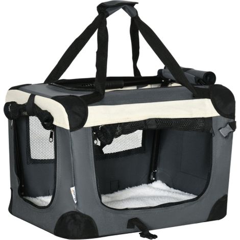 51cm Foldable Pet Carrier with Cushion for Small Dogs and Cats in Grey Color (1/5)