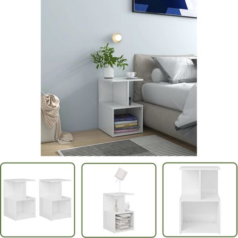 The Living Store Nachttische 2 Stk. Hochglanz-Weiß 35x35x55 cm Holzwerkstoff - Nachttisch - Wohnzimmer - Möbel - Weißes Möbel - Holzwerkstoff (1/5)