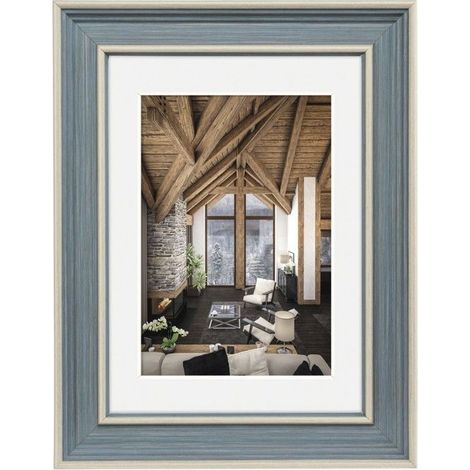 Cadre photo en plastique "Rustic", gris-bleu, 15 x 20 cm