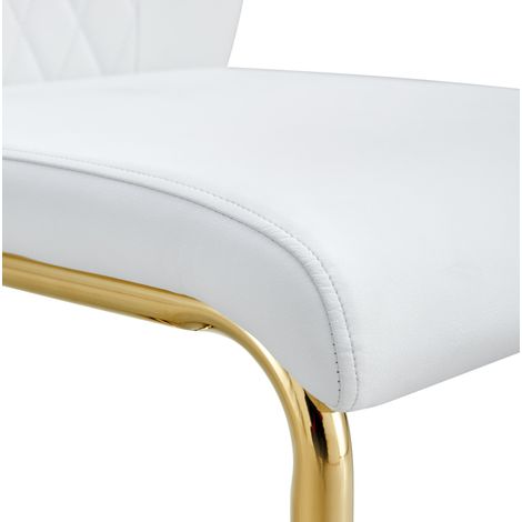 Chaise de salle à manger 60,5x57,5x45,5 cm en PU blanc, style scandinave FloraGrace (1/5)